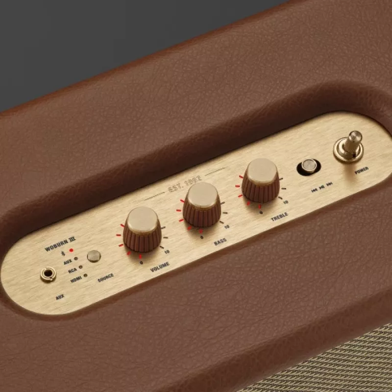 Altifalante sem fios MARSHALL Woburn III castanho — Multiroom, Bluetooth, Wi‑Fi, entradas analógicas