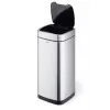 Balde do lixo retangular Durable NO TOUCH 35L aço inoxidável preto prateado
