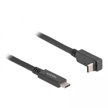 Delock - Cabo USB - USB-C de 24 pinos (M) para USB-C de 24 pinos (M) em ângulo - USB 3.2 Gen 2 - 3 A - 1,0 m - USB Power Delivery (60 W), suporta 4K 144 Hz (3840 x 2160), até 10 Gbit/s