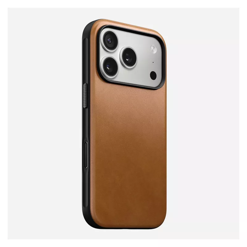 Capa para telemóvel Nomad Modern Leather Case para iPhone 17 Pro, 16 cm (6,3 polegadas), tan, couro e PC/TPU