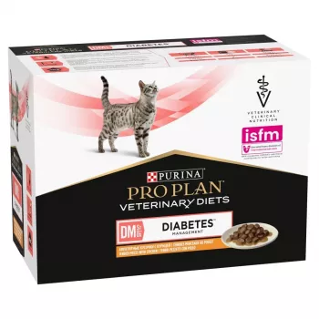 PURINA Pro Plan Veterinary Diets DM St/Ox Diabetes Management - Alimento húmido para gatos - 10 x 85 g