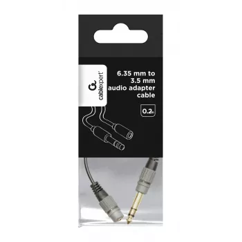 Cabo de áudio Gembird A-63M35F-0.2M ficha de 6,35 mm para conector fêmea de 3,5 mm preto