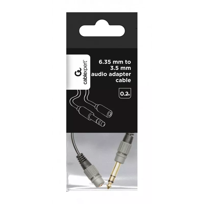 Cabo de áudio Gembird A-63M35F-0.2M ficha de 6,35 mm para conector fêmea de 3,5 mm preto