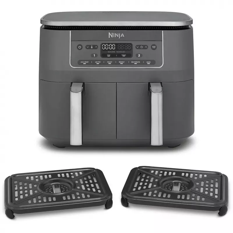 Fritadeira de ar Ninja DZ300EU Dual Zone, 7,6 l (2 x 3,8 l), 2400 W, 240 °C, cinzenta