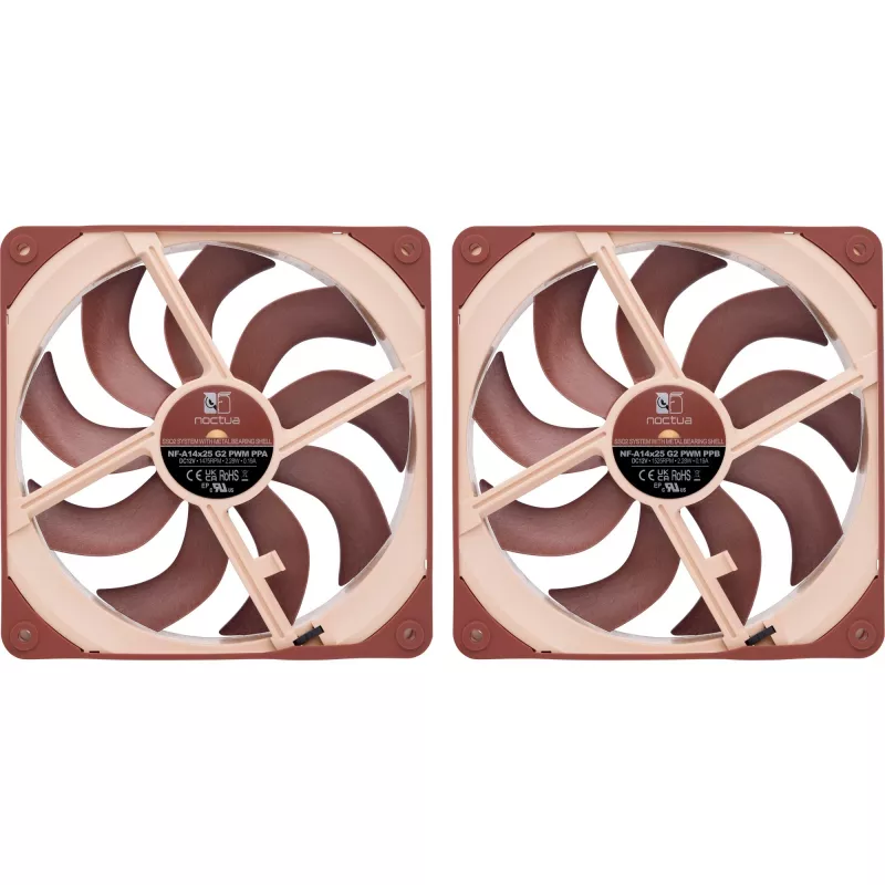 Conjunto de ventoinha dupla Noctua NF-A14x25 G2 PWM Sx2 PP 140mm