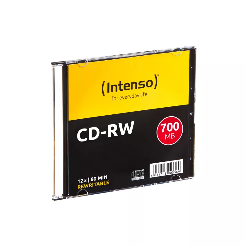 CD-RW regravável INTENSO 700 MB / 80 min, 12x, pack de 10, 120 mm (Slimcase)