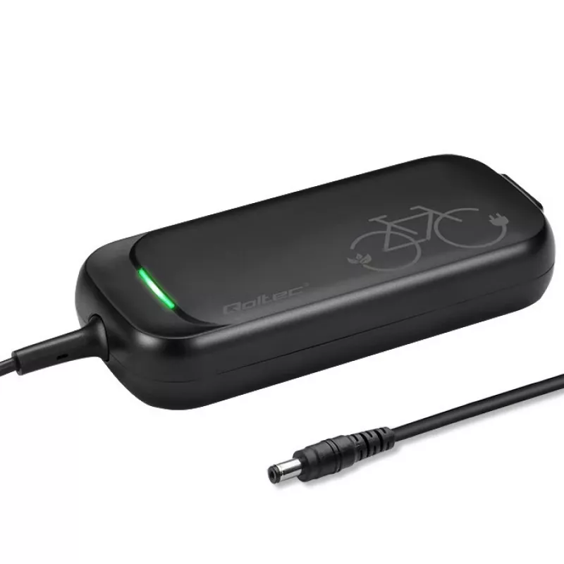Carregador rápido Qoltec para trotinete elétrica e e-bike 36V | 42V | 2A | 5,5*2,5 | à prova de água + cabo de alimentação
