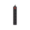 Lanberg Cabo Régua de tomadas, 5X tomadas francesas com interruptor, cobre de alta qualidade, 1.5 m | PS1-05E-0150-BK