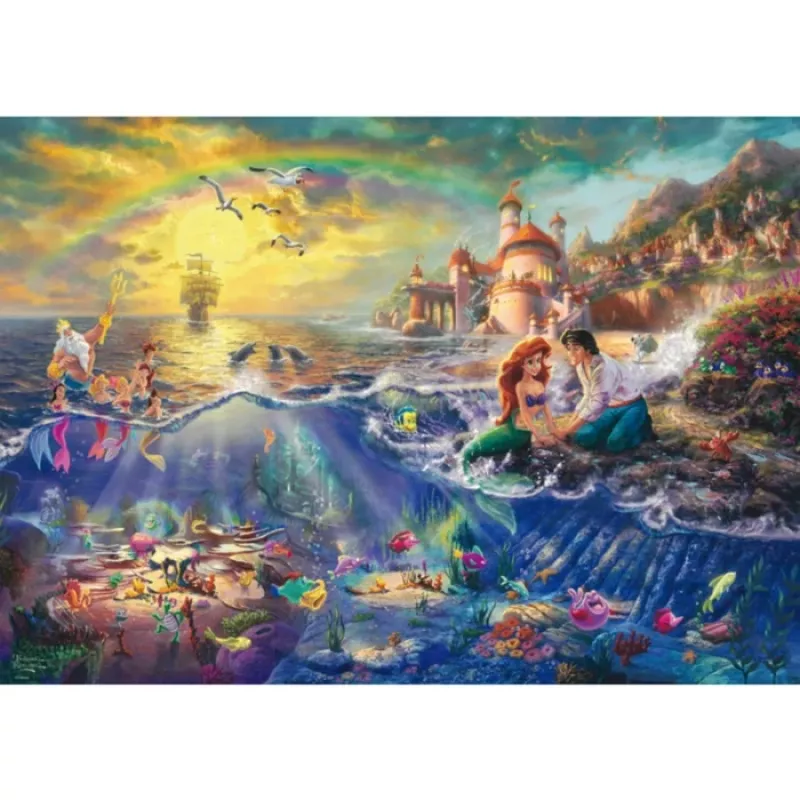 Schmidt Spiele 59479 Thomas Kinkade: Disney A Pequena Sereia Ariel puzzle, 1000 peças, 69,3 x 49,3 cm, desenhos animados