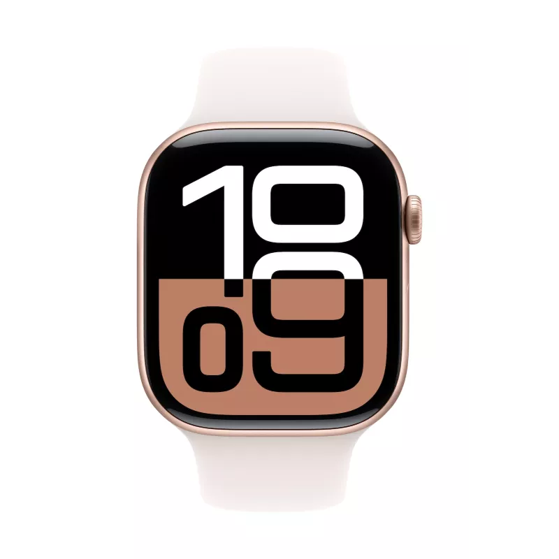Watch Series 10 GPS 46 mm caixa de alumínio ouro rosa com pulseira desportiva Light Blush - S/M