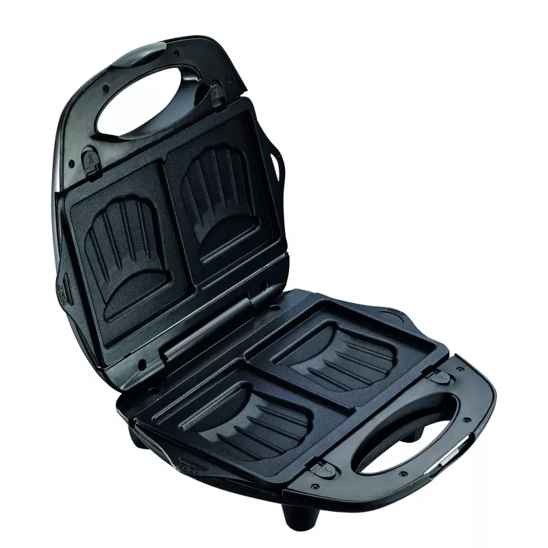 Máquina de sanduíches Tefal Break Time SW6148 — 2 sanduíches, placas antiaderentes removíveis, arrumação de cabo, preto/cinzento