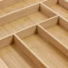 Organizador de gaveta de talheres GreenBlue GB379, bandeja em bambu com compartimentos, superfície natural