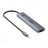 Hub USB-C Unitek H1124AGY01 com 100W PD, HDMI 2.0, 2x USB‑A, 2x USB‑C, leitor de cartões SD/microSD — alumínio
