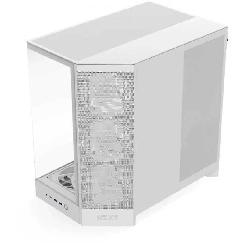Caixa PC Midi Tower NZXT H9 Flow RGB+ — branco, compatível com ATX/EATX/Micro-ITX, vidro temperado, 3x140 mm frente + 1x120 mm traseira ventoinhas
