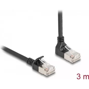 Cabo de rede DeLOCK RJ45 Cat.6A 3 m preto 90° angular para baixo
