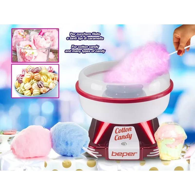 Máquina de algodão-doce Beper P101CUD250 250W, máquina de bancada compacta para casa e pequenos eventos