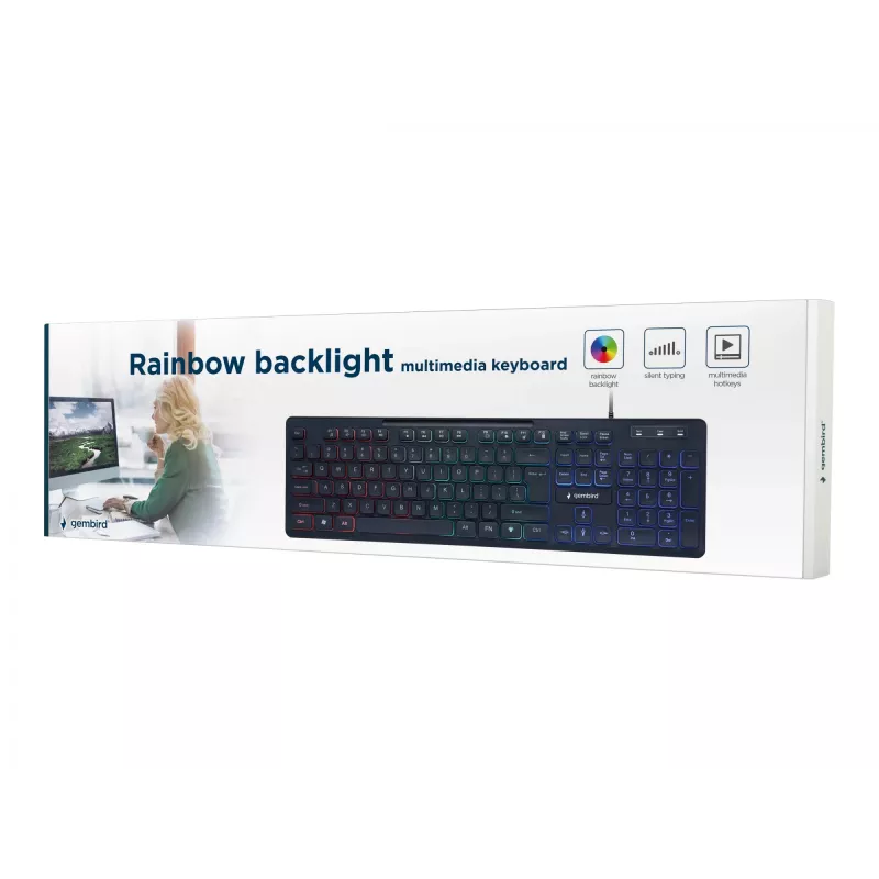 TECLADO MULTIMÉDIA USB ENG/PRETO KB-UML-02 GEMBIRD