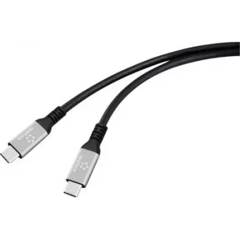 Renkforce cabo USB-C USB4 macho preto ficha em alumínio silicone (RF-6805038)