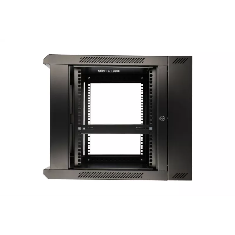 Extralink caixa rack 9U 600x600 AZH preto montado na parede, tipo oscilante