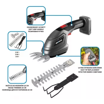 Corta-sebes elétrico GRAPHITE 58GE119, peso 1,09 kg, profundidade de corte 265 mm
