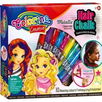 Conjunto de giz de cabelo Colorino 68635PTR – 10 cores mix, lápis temporários para pintar o cabelo