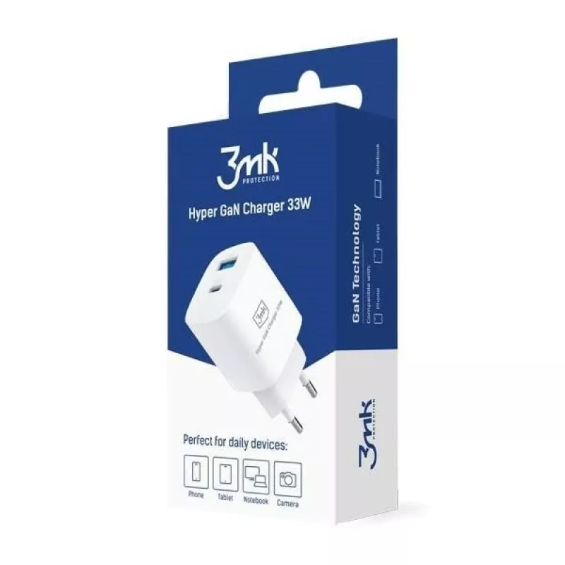 Carregador 33W GaN PD 1xUSB-A+1xUSB-A