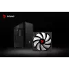 Caixa de PC SAVIO Noctis Flow — Cube Mini-ITX/Micro-ATX/ATX, 3x120 mm à frente, 1x120 mm atrás, 2x3,5 polegadas + 3x2,5 polegadas baías, vidro temperado