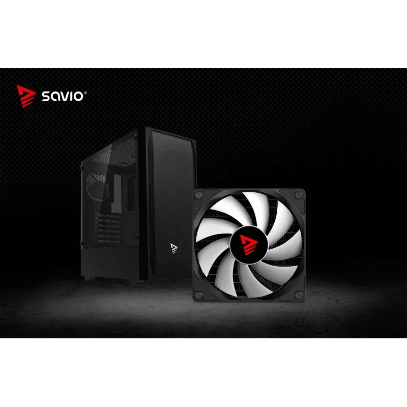 Caixa de PC SAVIO Noctis Flow — Cube Mini-ITX/Micro-ATX/ATX, 3x120 mm à frente, 1x120 mm atrás, 2x3,5 polegadas + 3x2,5 polegadas baías, vidro temperado