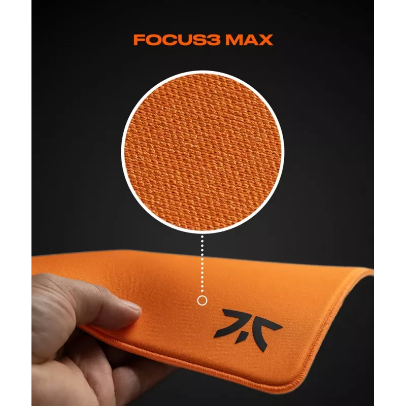 Tapete de rato gaming GLORIOUS Fnatic FOCUS3 MAX XL – tamanho XL estendido, superfície de tecido, bordo costurado