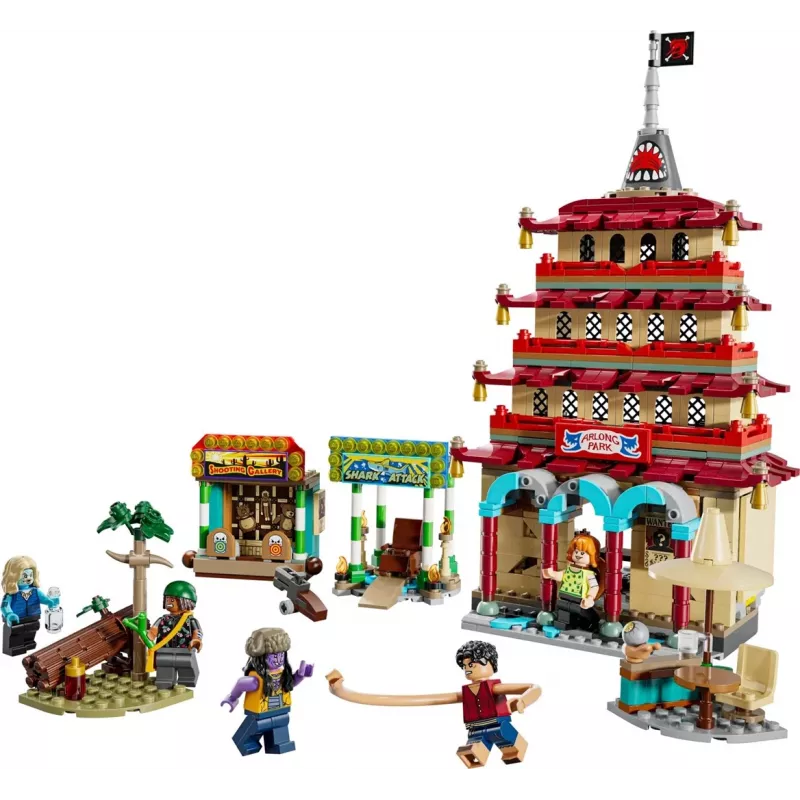 Conjunto LEGO One Piece Arlong Park 75638 – 926 peças, 5 minifiguras, recomendado a partir dos 9 anos, cenário detalhado