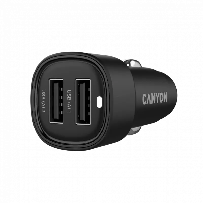Carregador de automóvel CANYON OnDrive 24 24W 2xUSB-A preto