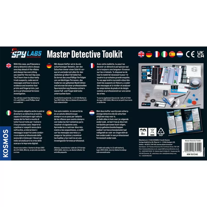 Spy Labs Incorporated Master Detective Toolkit V1, conjuntos de detetive versão internacional