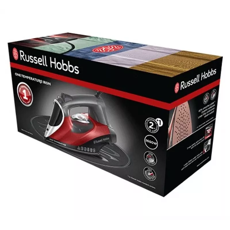 Ferro de engomar Russell Hobbs 25090-56 a seco e a vapor base cerâmica 2600 W preto, cinzento, vermelho