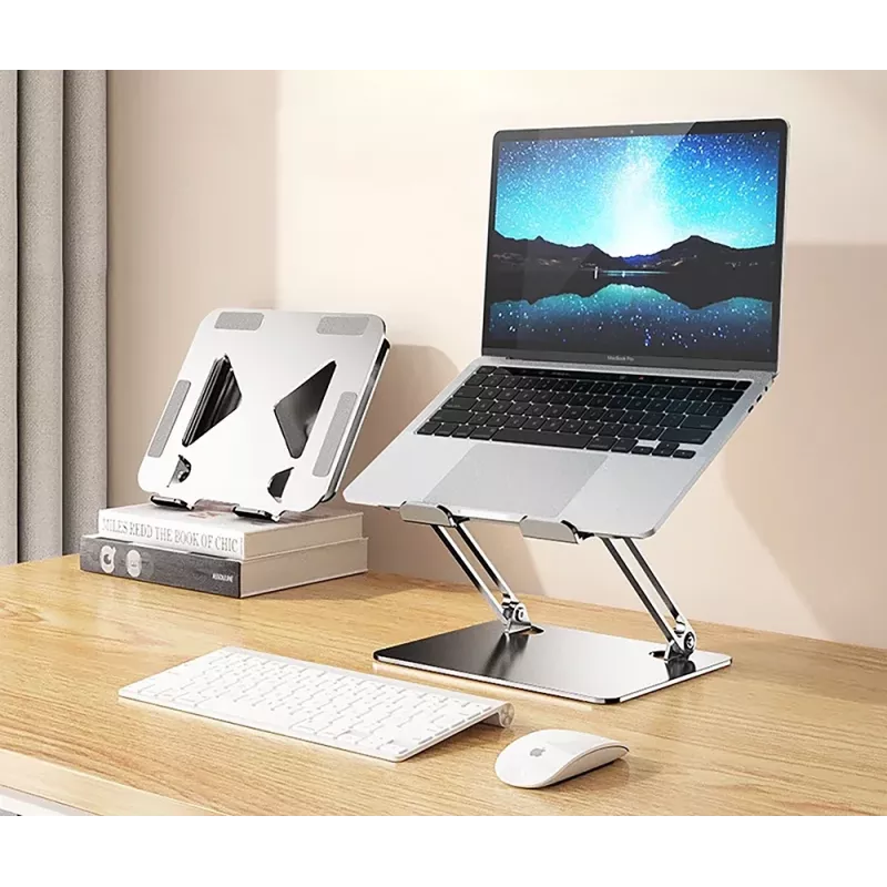 Suporte para portátil MEDIA-TECH MT2661 — de altura ajustável, design dobrável em alumínio para portáteis até 17 polegadas