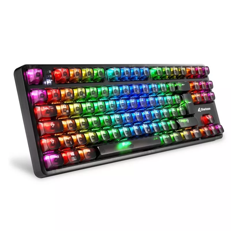 Teclado Gaming mecânico Sharkoon Crystal Shark preto DE com iluminação RGB