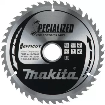 Makita Efficut - Disco de serra circular - para madeira, metal - 190 mm - 45 dentes (B-68638)