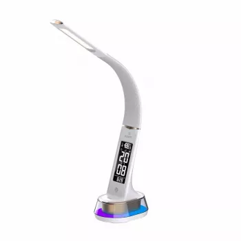 Candeeiro de secretária Hawk HW-LAMP05 branco LED ajustável — candeeiro de trabalho LED compacto com braço ajustável