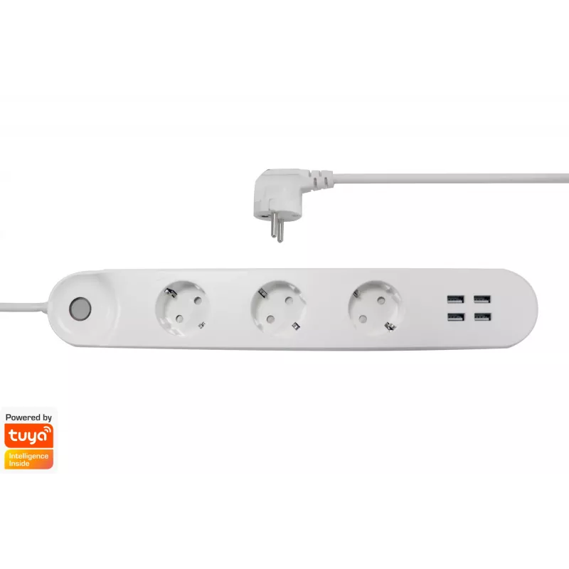 Régua de tomadas inteligente Denver SHP-300U 3 tomadas AC tipo E 4 branco