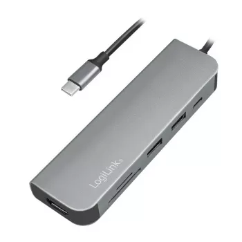 LogiLink UA0343 hub multiporta USB-C alumínio USB 3.2 2.ª geração mult