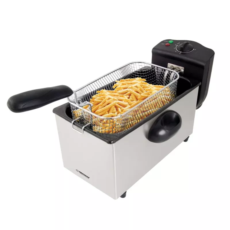 Fritadeira ESPERANZA FALAFEL Single 3 L — recipiente de aço inoxidável, 2200 W, termostato ajustável