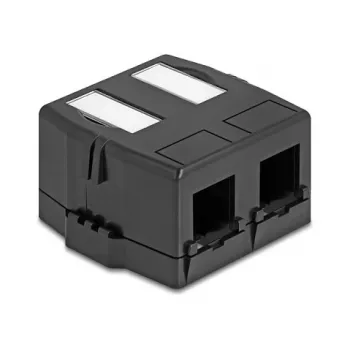 Delock 85842 Caixa Keystone vazia, 2 portas, com base magnética, preto
