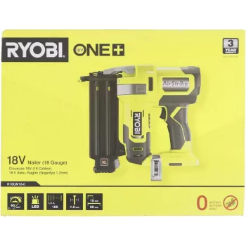 Ryobi 5133005136 R18GN18-0 ONE+ 18 V pistola de pregos a bateria 18G, sem bateria e carregador