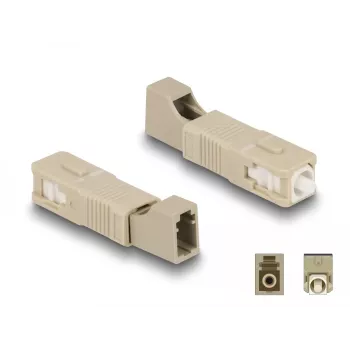 Acoplador híbrido de fibra ótica DeLOCK SC Simplex macho para LC Simplex fêmea bege