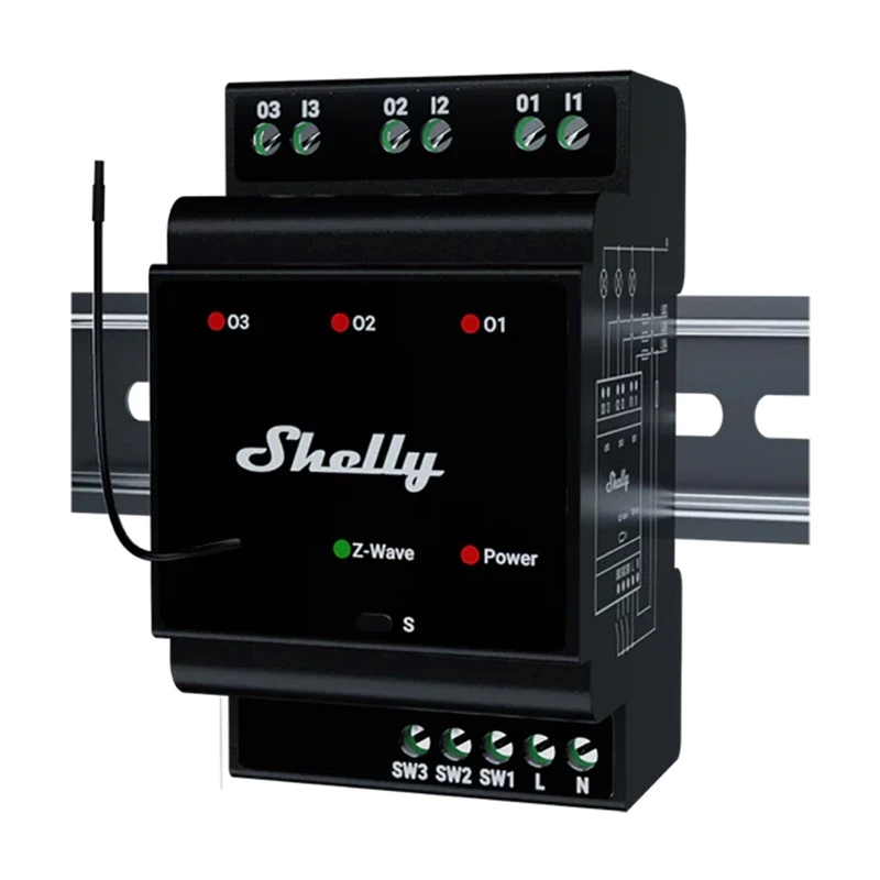 Shelly Qubino Wave Pro 3 relé Z-Wave de 3 canais para calha DIN