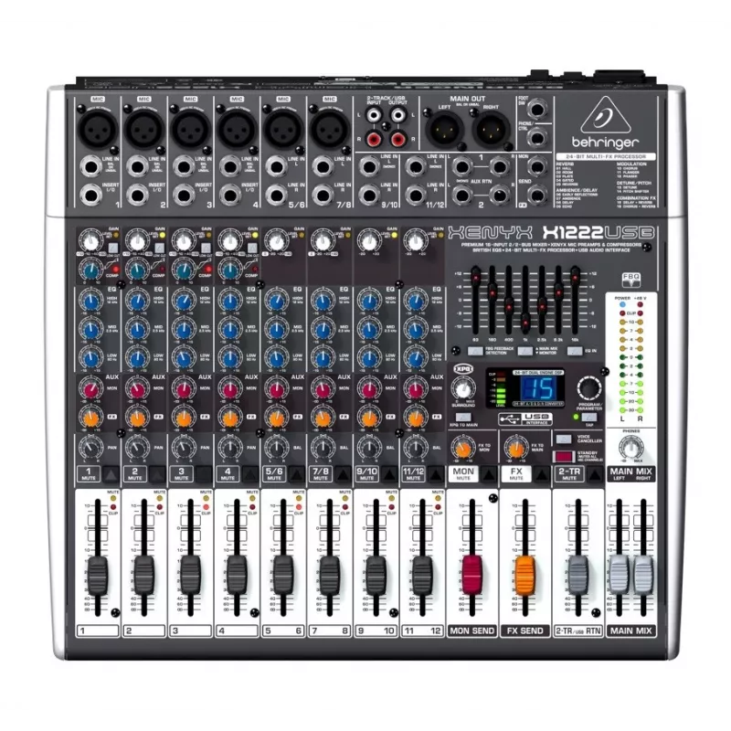 Misturadora de áudio Behringer X1222USB 4 canais