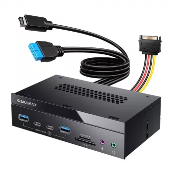 GrauGear G-MP03-CR-AU Painel frontal múltiplo Hub USB de 4 portas + leitor de cartões (USB, SD, microSD)