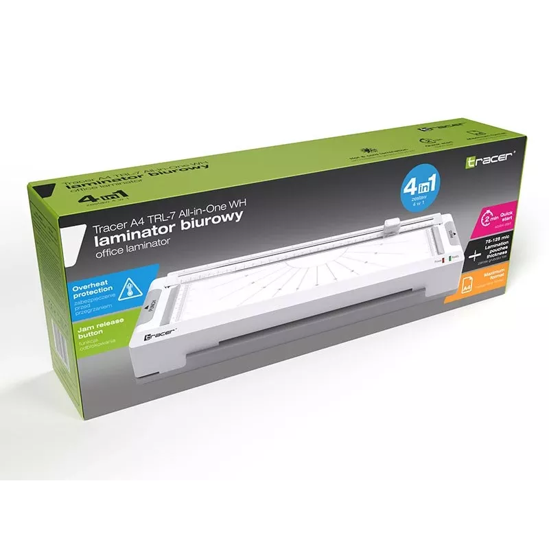 Plastificadora Tracer A4 TRL-7 All-in-One frio/quente, branco