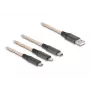 Cabo USB DeLOCK 1,2 m USB 2.0 USB A USB C/Micro-USB B/Lightning Transparente