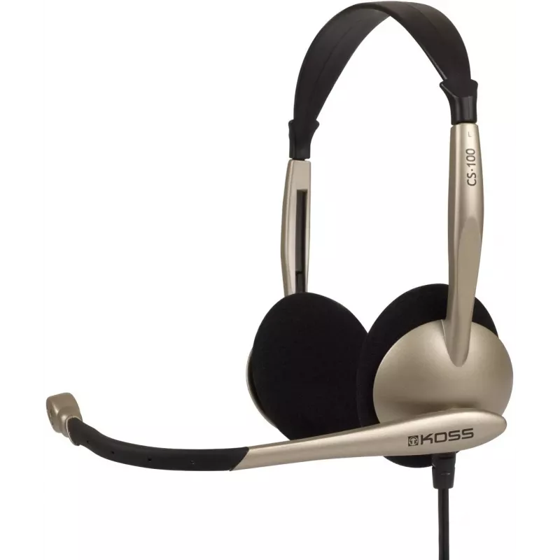 Koss CS100 auscultadores on-ear com fio e microfone, preto/dourado
