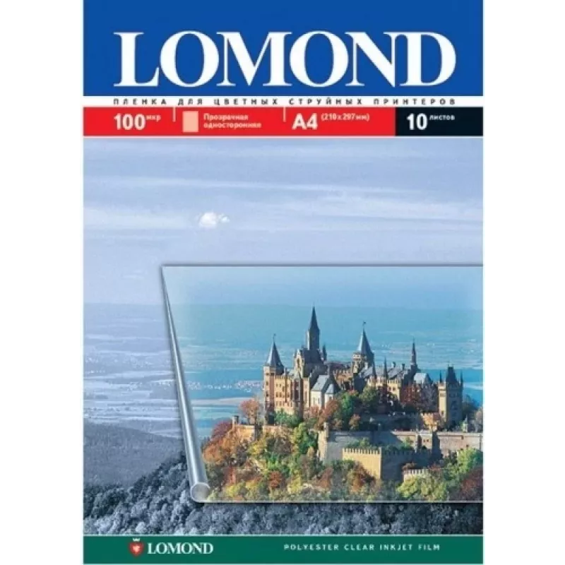 Película PET Lomond para impressoras a jato de tinta transparente A4, 50 folhas
